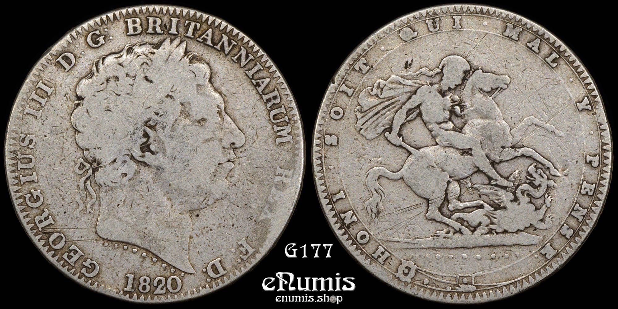 Great Britain, George III, Crown 1820, LX, could be 20/19, Fine+