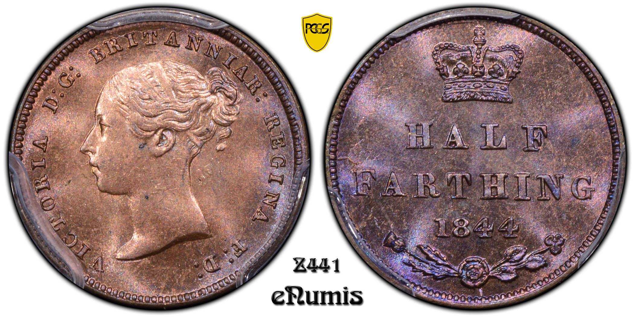 Great Britain, Victoria, 1/2 Farthing 1844, PCGS MS 64 RB