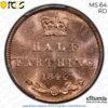 Great Britain, Victoria, 1/2 Farthing 1844, variety, PCGS MS 64 RD