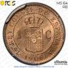 SPAIN, Alfonso XIII, 1 Centimo 1906 SL-V, PCGS MS 64 RB SPAIN, Alfonso XIII, 1 Centimo 1906 SL-V, PCGS MS 64 RB