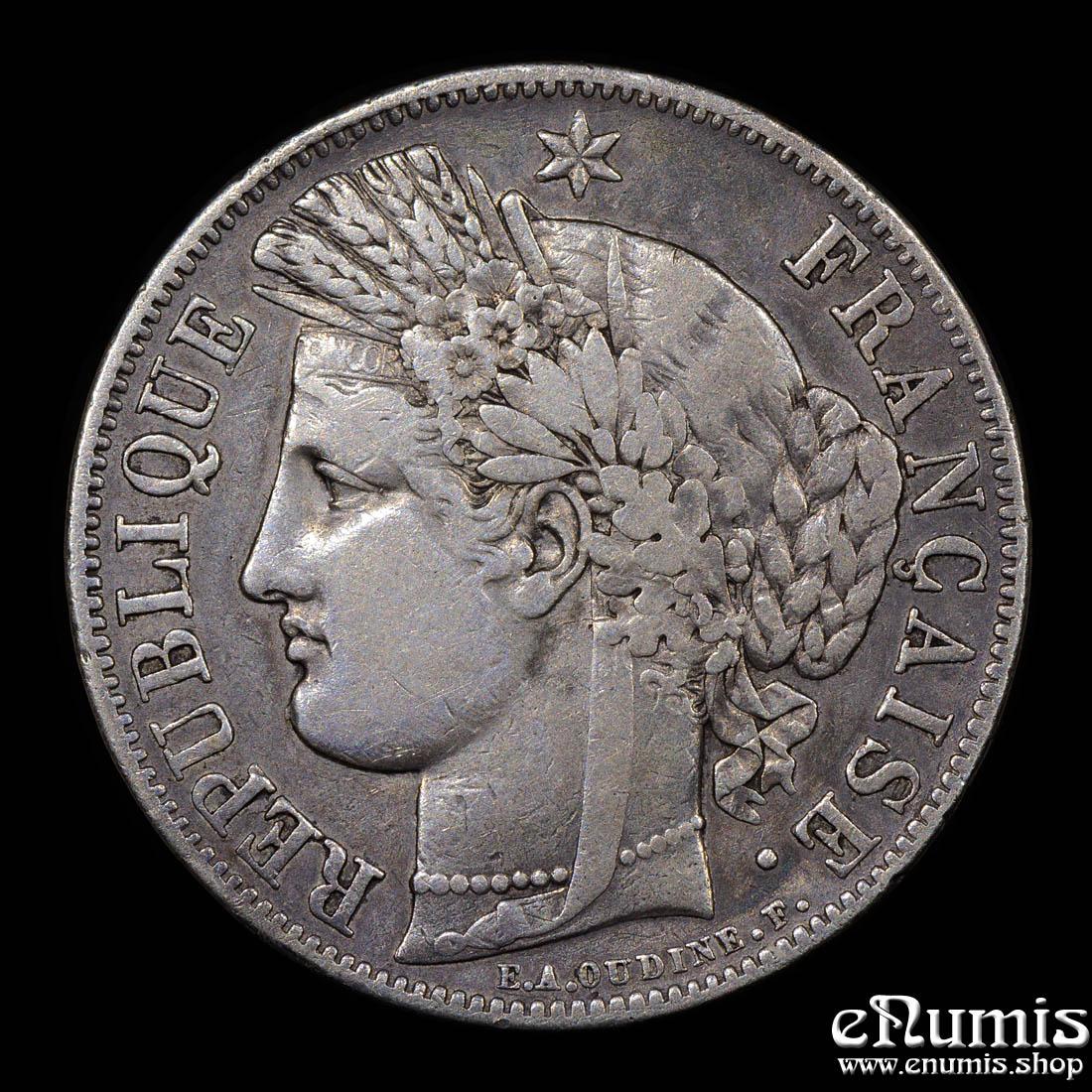 FRANCE, Second Republic, 5 Francs 1850 A, Paris, Ceres, VF+