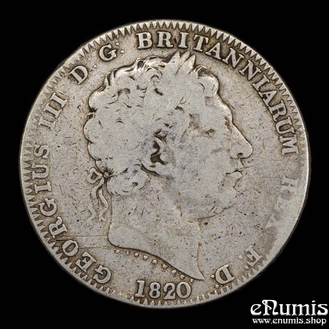 Great Britain, George III, Crown 1820, LX, could be 20/19, Fine+