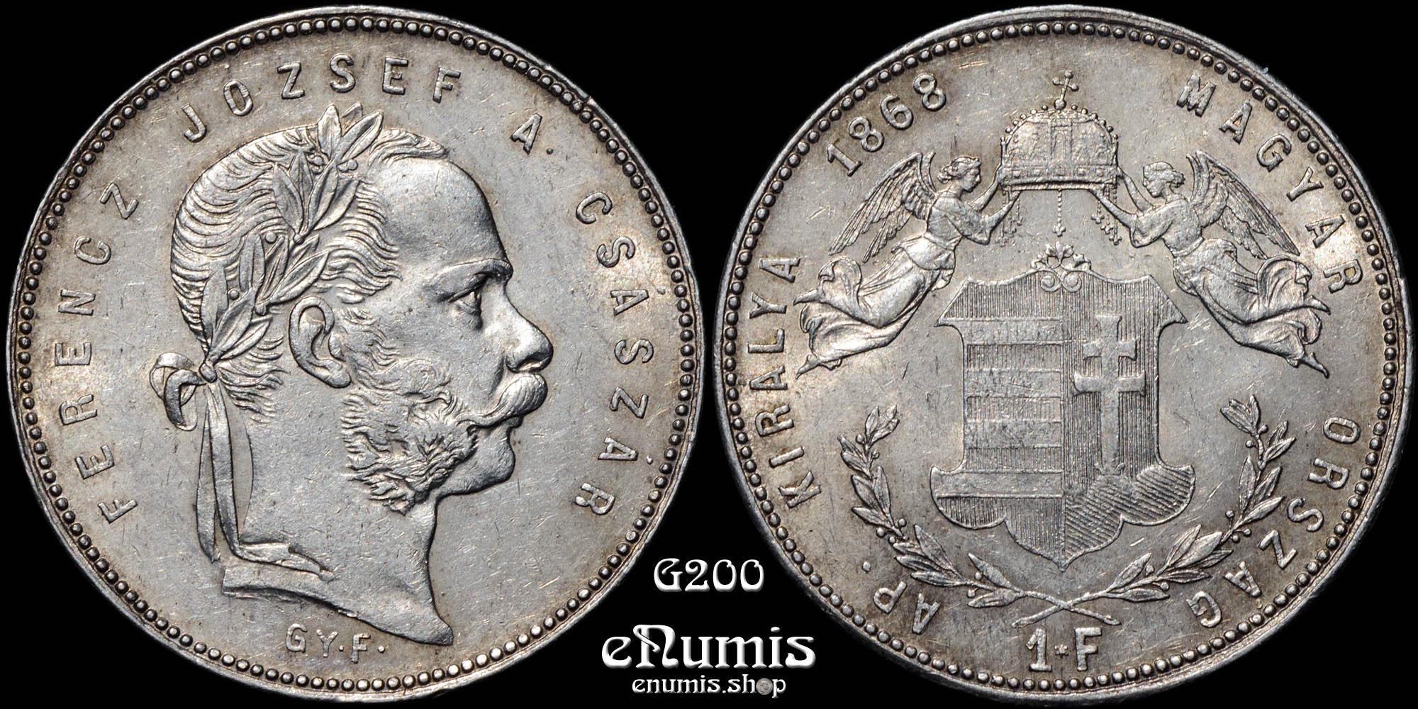HUNGARY, Franz Joseph I, 1 Forint 1868 GYF, XF-UNC