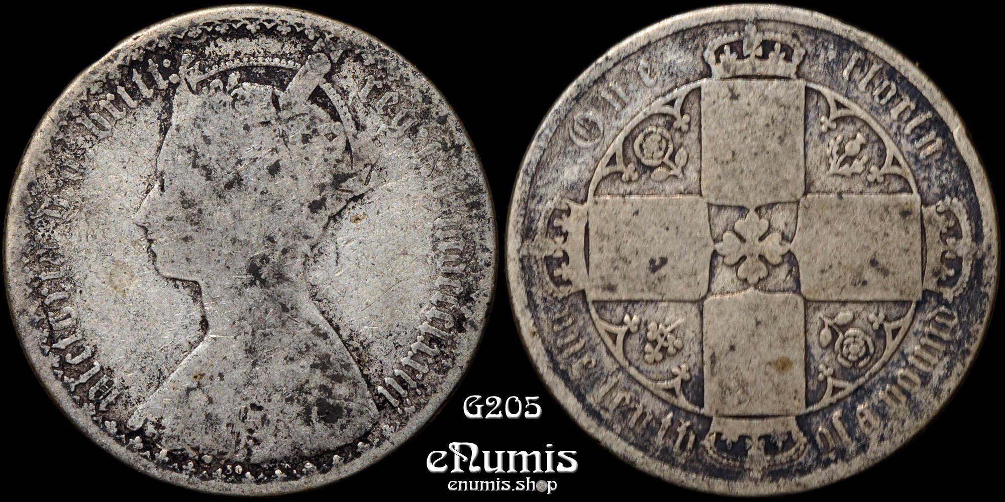 Great Britain, Victoria, Gothic Florin 1873, die number 50, Good+