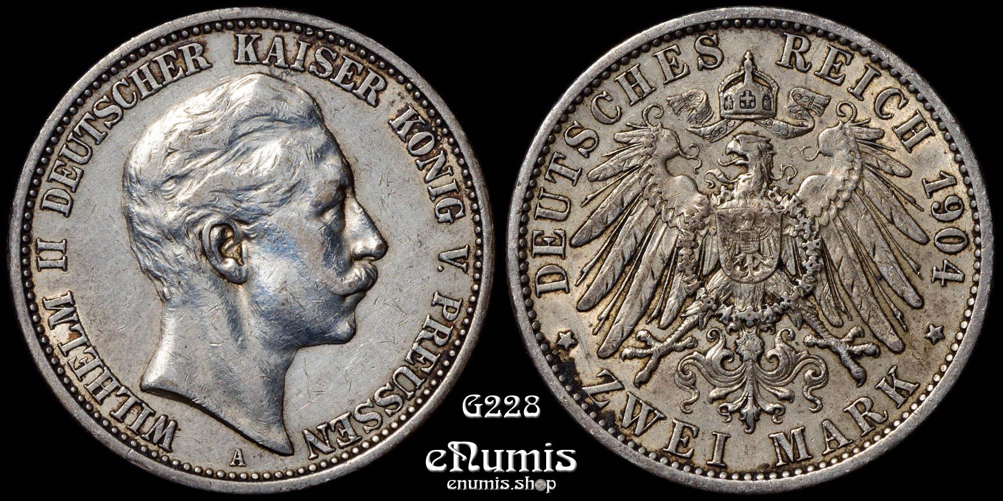 Germany, Prussia, Wilhelm II, 2 Mark 1904, aXF