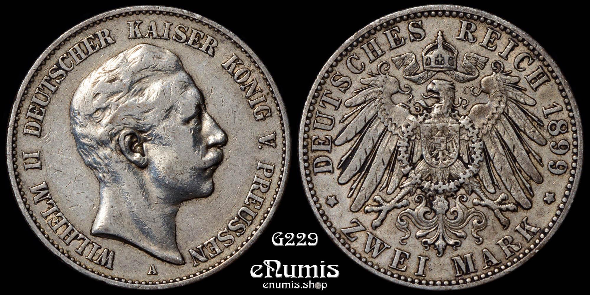 Germany, Prussia, Wilhelm II, 2 Mark 1899, better date, VF+