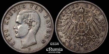 Germany, Bavaria, Otto, 2 Mark 1899, VF-XF