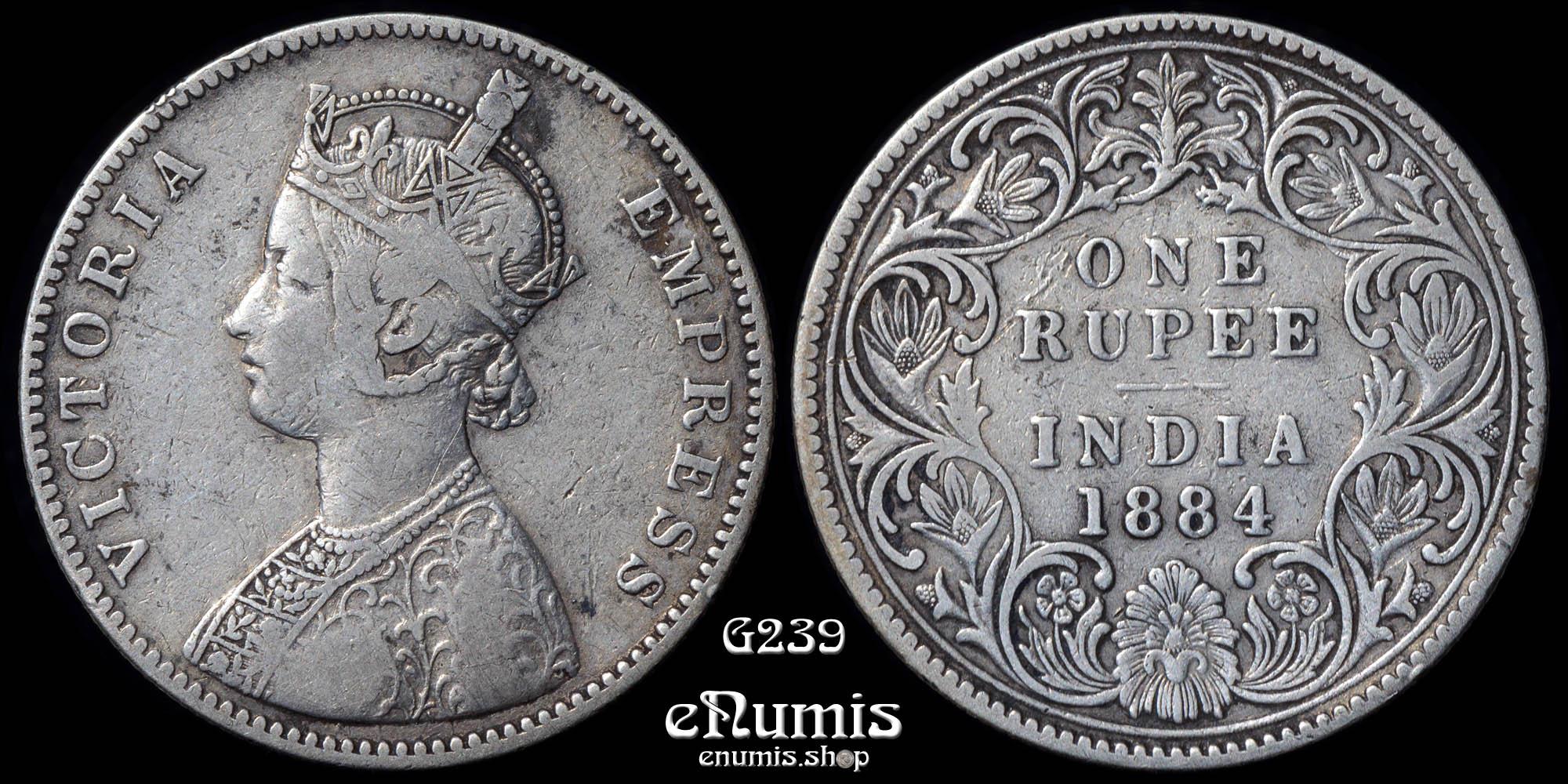 INDIA, Victoria, Rupee 1884, Bombay, VF