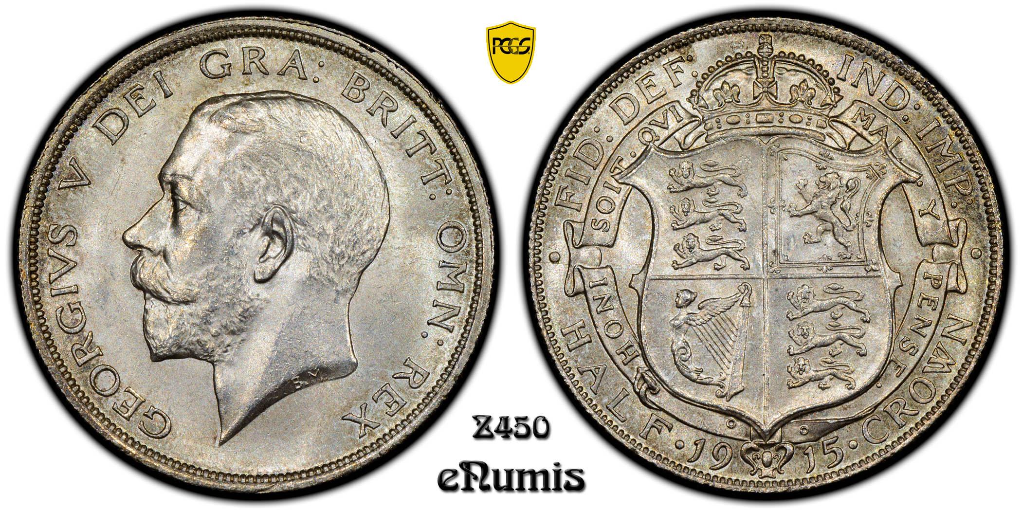 Great Britain, George V, Halfcrown 1915, PCGS MS 65