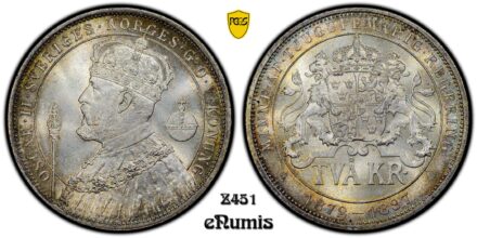 SWEDEN, Oscar II, 2 Kronor 1897, Silver Jubilee, PCGS MS 66