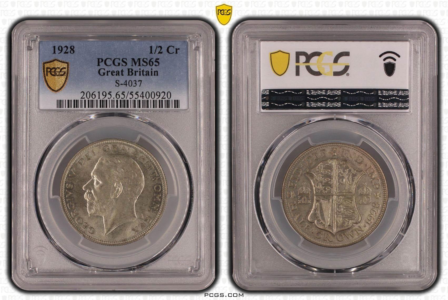 Great Britain, George V, Halfcrown 1928, PCGS MS 65