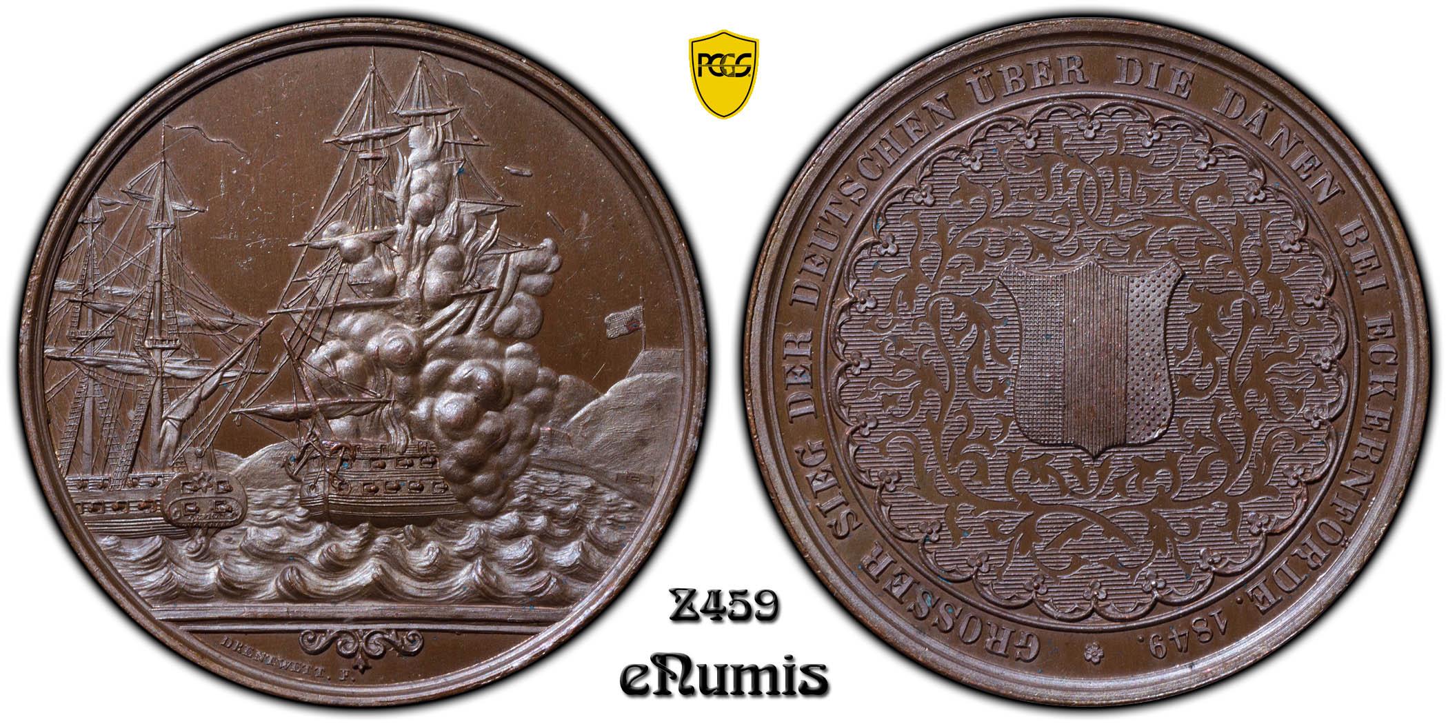 Germany, Eckernförde, Navy Victory Medal 1849, Top Pop, PCGS SP 65