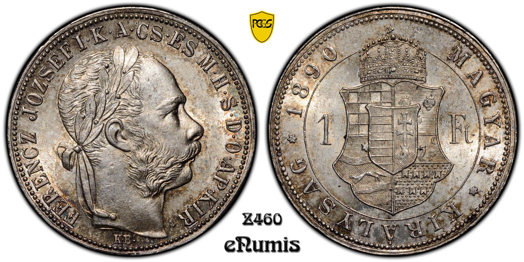 HUNGARY, Franz Joseph I, 1 Forint 1890, PCGS MS 64