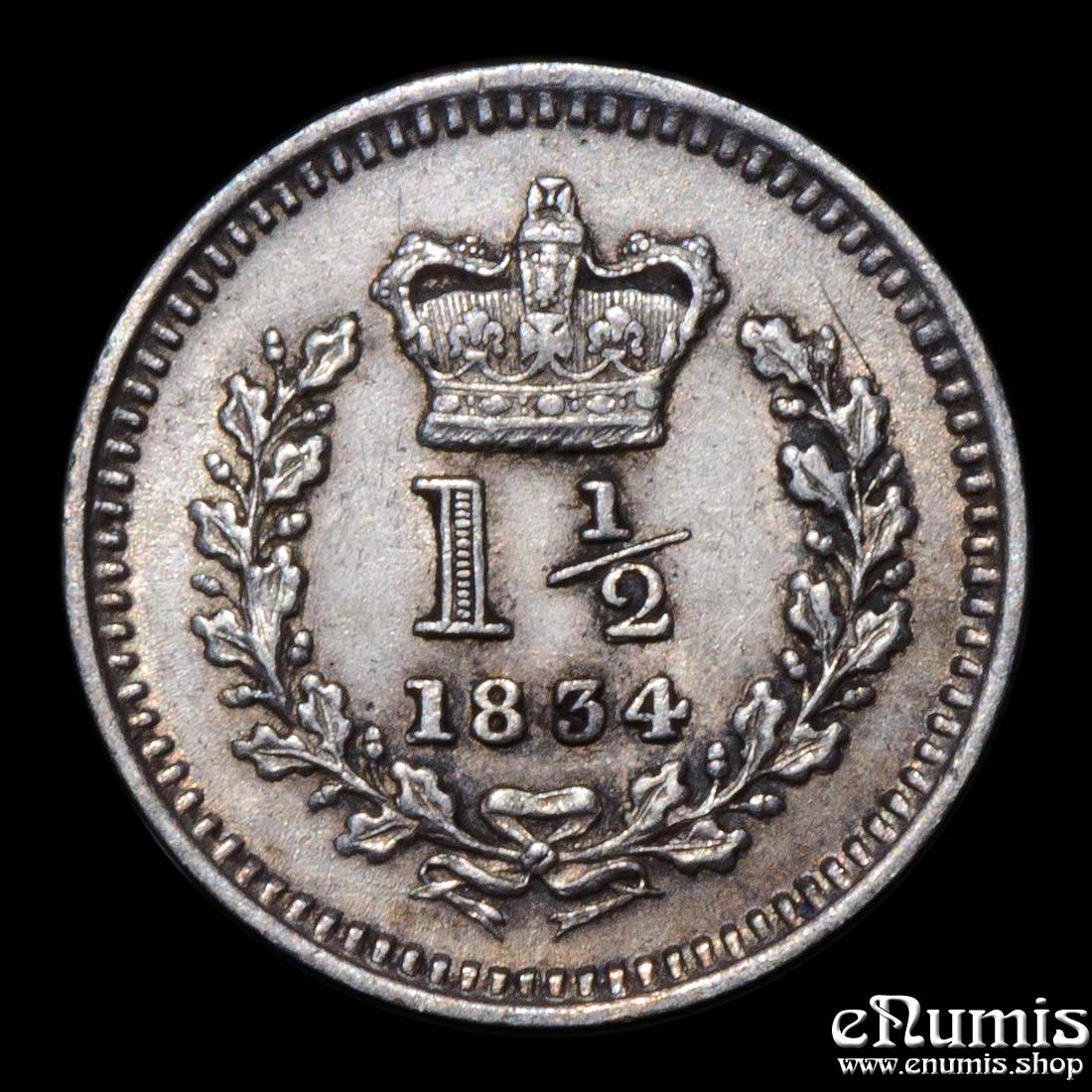 Great Britain, William IV, 1 1/2 Pence 1834, XF-UNC