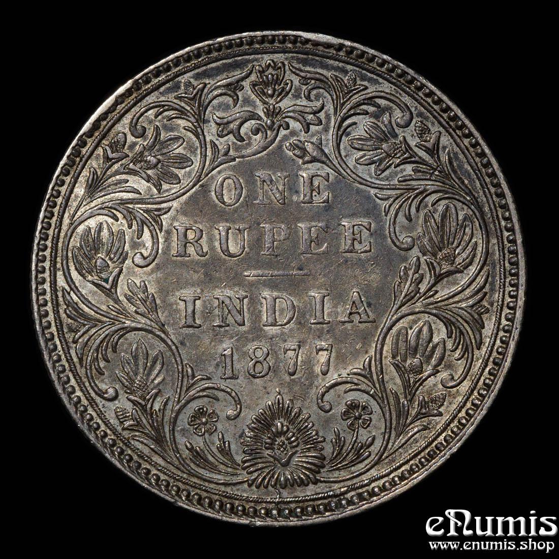 INDIA, Victoria, Rupee 1877, Bombay, A3/II, toned, XF+