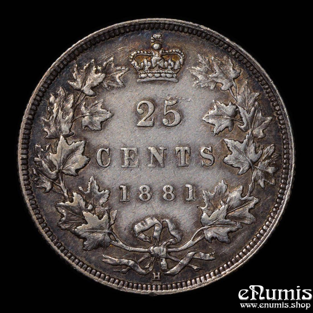 CANADA, Victoria, 25 Cents 1881 H, toned, XF-AU