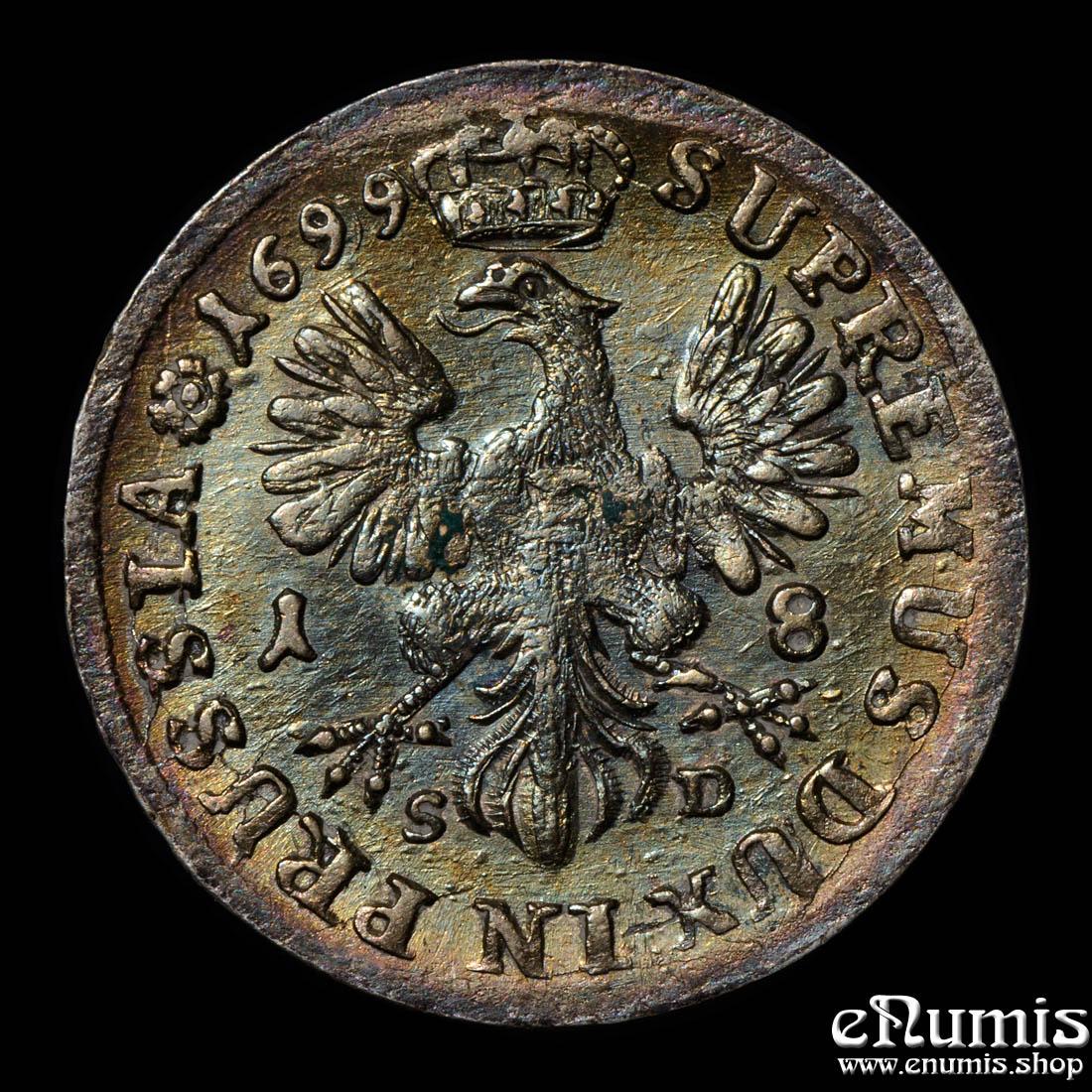 Germany, Brandenburg Prussia, Friedrich III, 18 Groschen 1699 SD, XF+ Germany, Brandenburg Prussia, Friedrich III, 18 Groschen 1699 SD, XF+