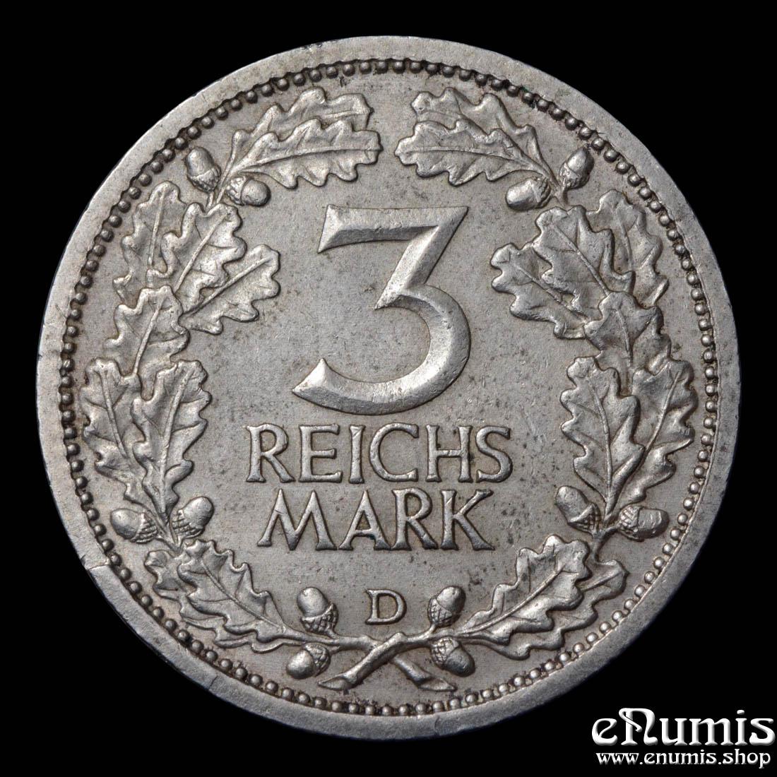 Germany, Weimar Republic, 3 Mark 1931 D, business strike, XF-UNC