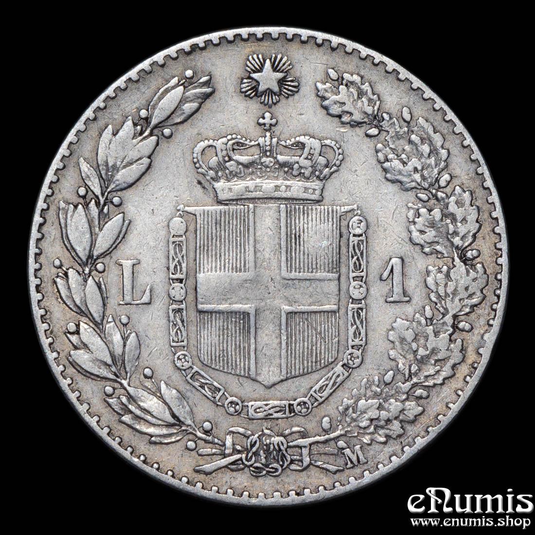 ITALY, Umberto I, 1 Lira 1887 M, VF/VF+