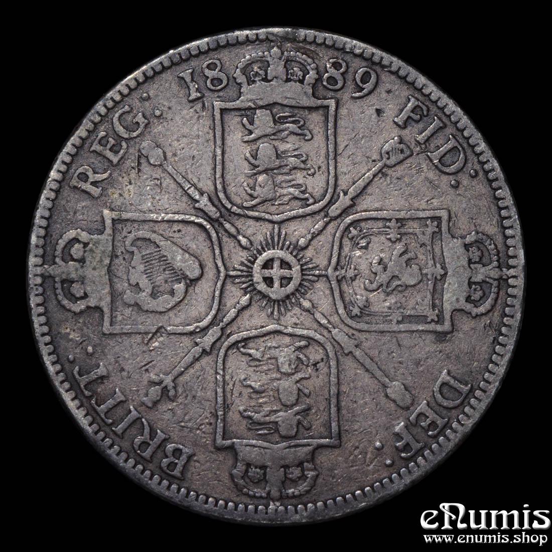 Great Britain, Victoria, Florin 1889, scarce type, aVF Great Britain, Victoria, Florin 1889, scarce type, aVF