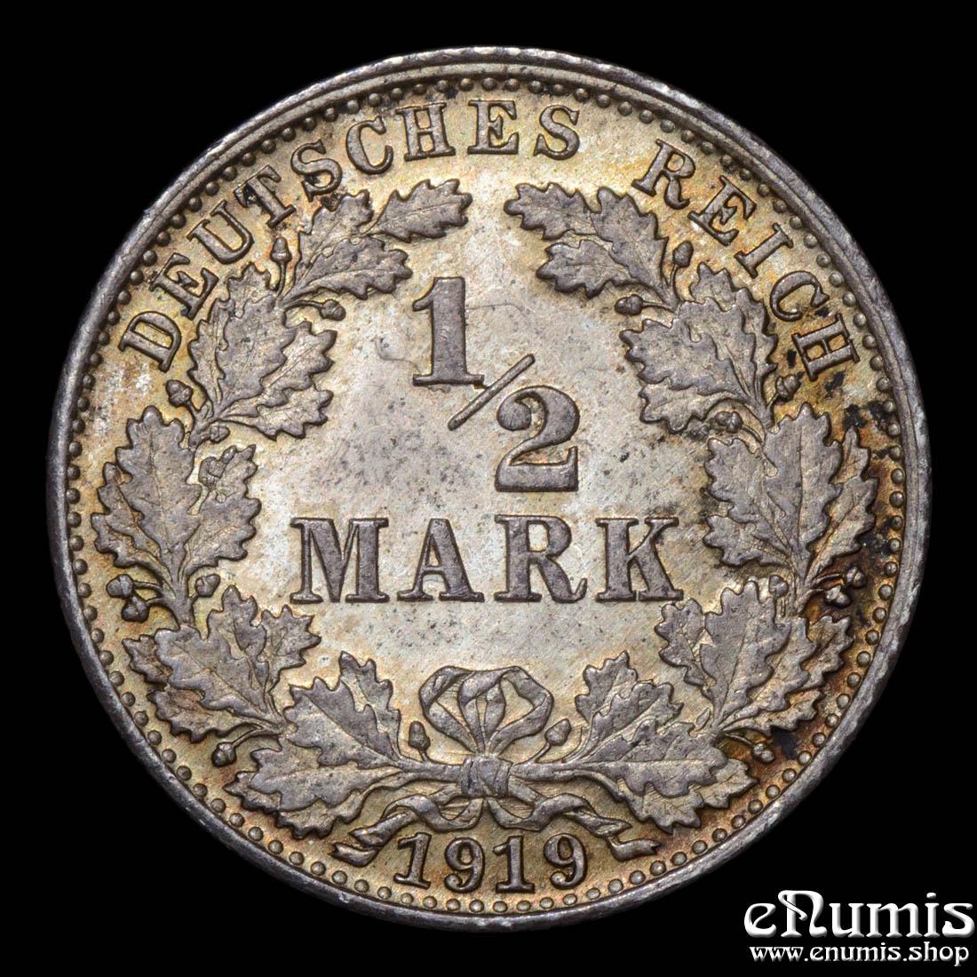 German Empire, 1/2 Mark 1919 D, Munich, UNC German Empire, 1/2 Mark 1919 D, Munich, UNC