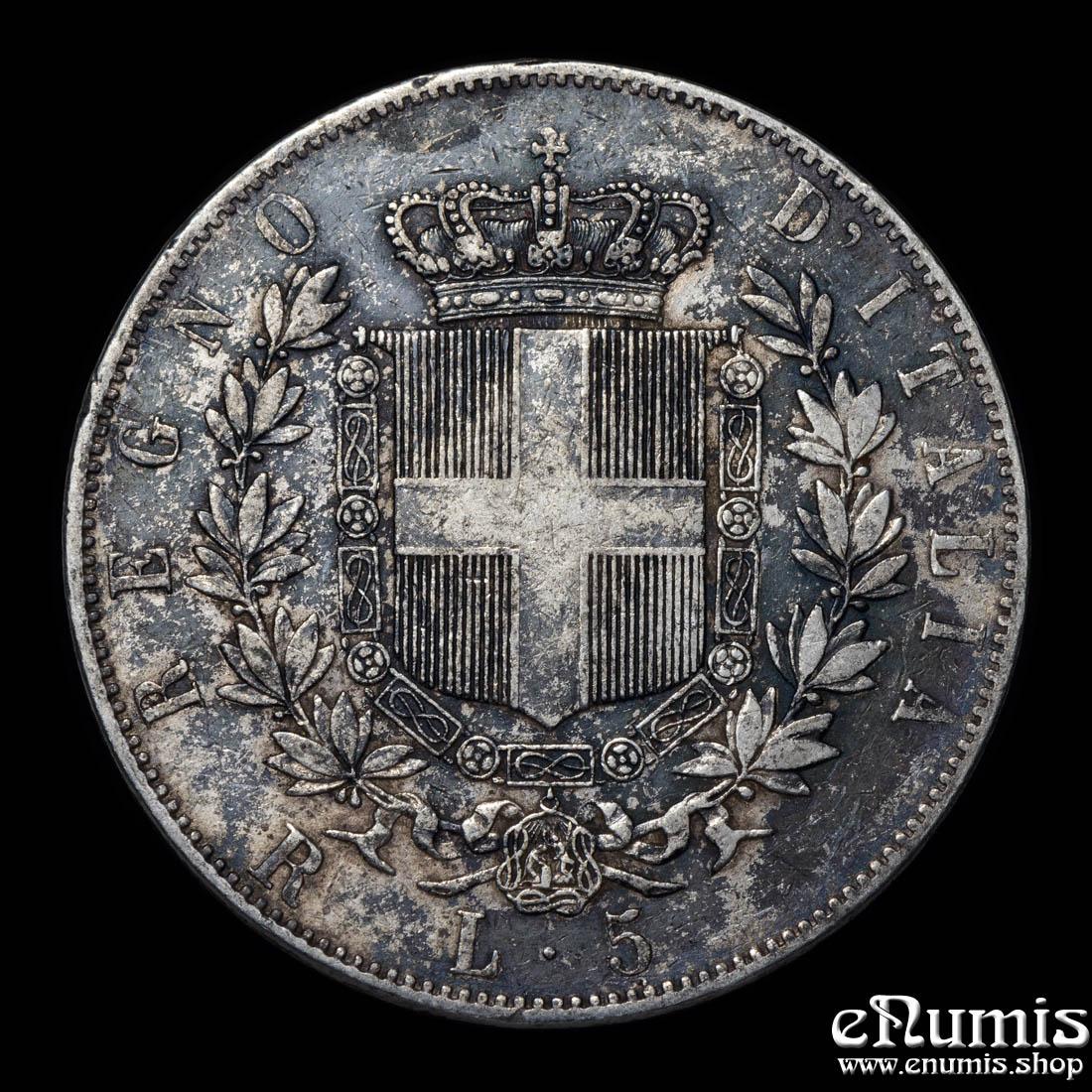 ITALY, Vittorio Emanuele II, 5 Lire 1876 R, VF+