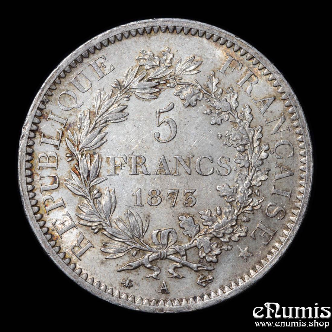 FRANCE, Third Republic, 5 Francs 1873 A, Paris, aUNC