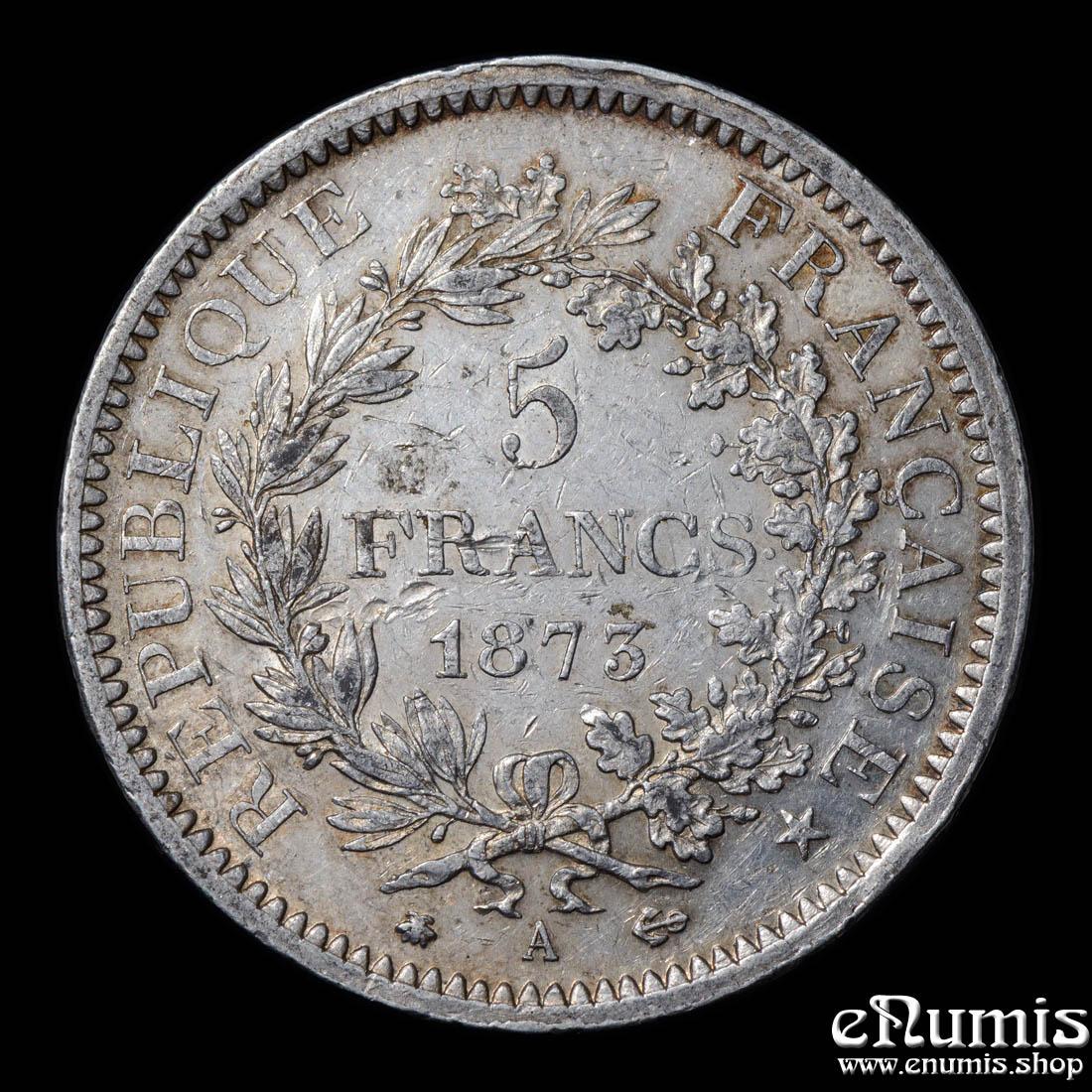 FRANCE, Third Republic, 5 Francs 1873 A, Paris, XF-UNC