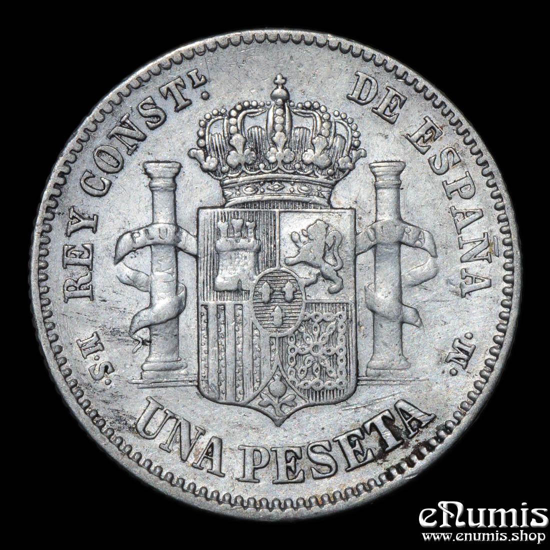 SPAIN, Alfonso XII, 1 Peseta 1883 MS-M, XF