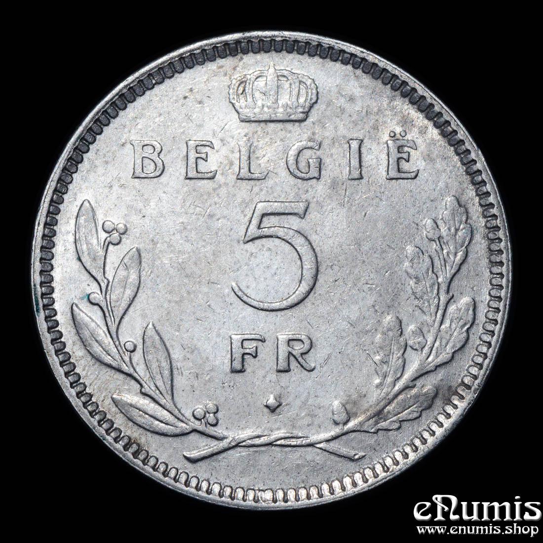 BELGIUM, Leopold III, 5 Francs 1936, BELGIE, XF-UNC