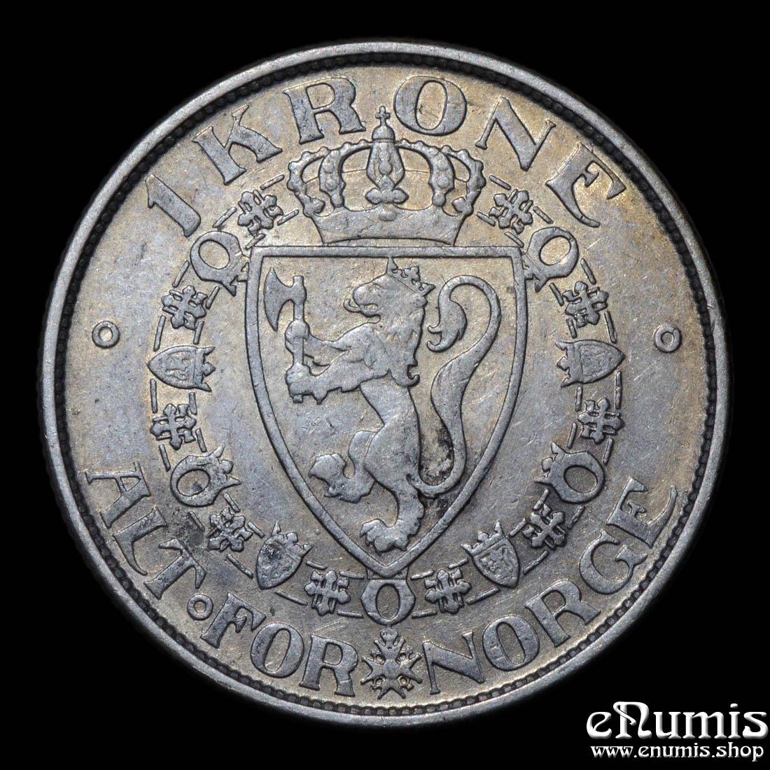 NORWAY, Haakon VII, 1 Krone 1916, Scarce, XF+