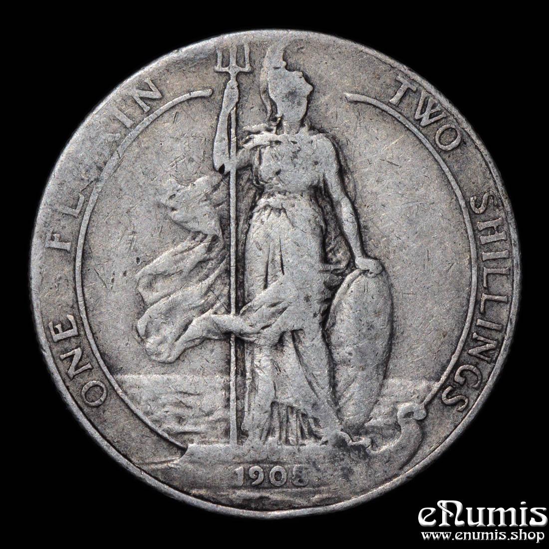Great Britain, Edward VII, Florin 1908, better date, aVF