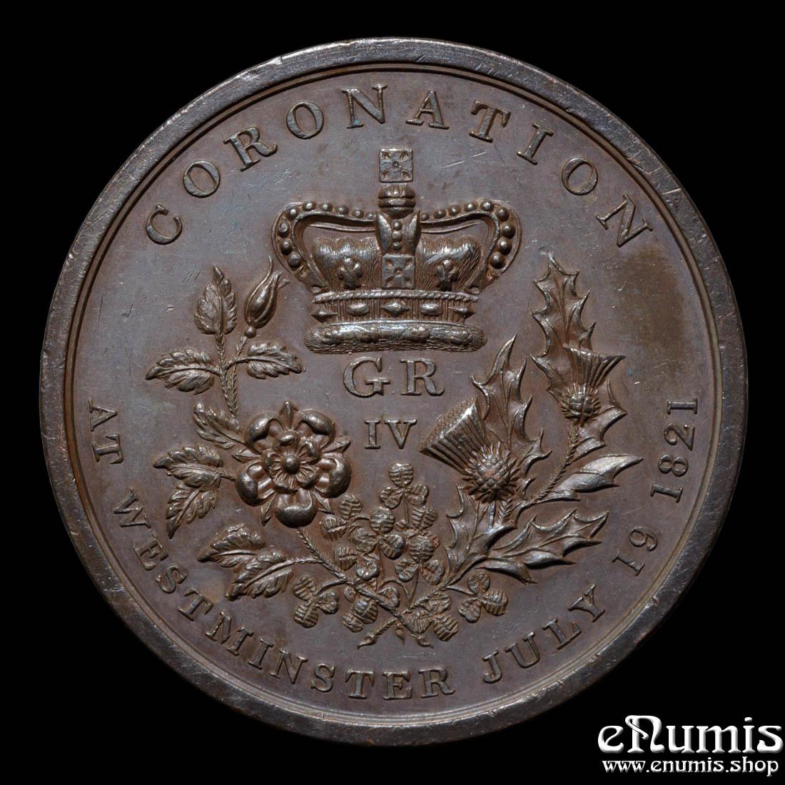 Great Britain, George IV, Coronation Medal 1821, Bronze, by Hancock, Rare!
