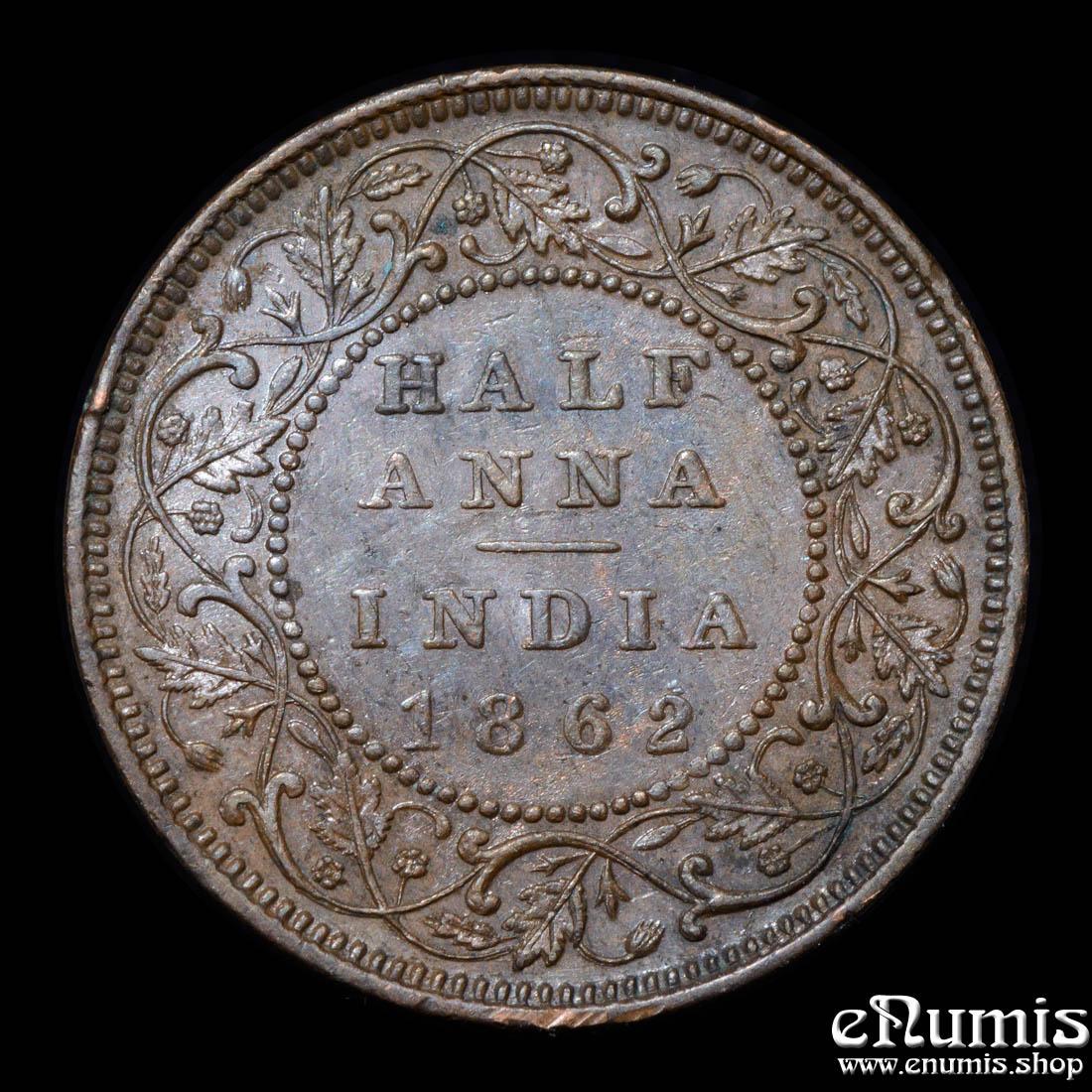 INDIA, Victoria, 1/2 Half Anna 1862, Bombay, aUNC/UNC