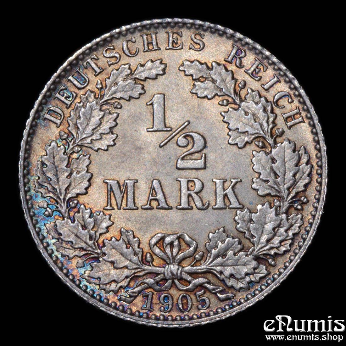German Empire, 1/2 Mark 1905 D, Munich, UNC German Empire, 1/2 Mark 1905 D, Munich, UNC