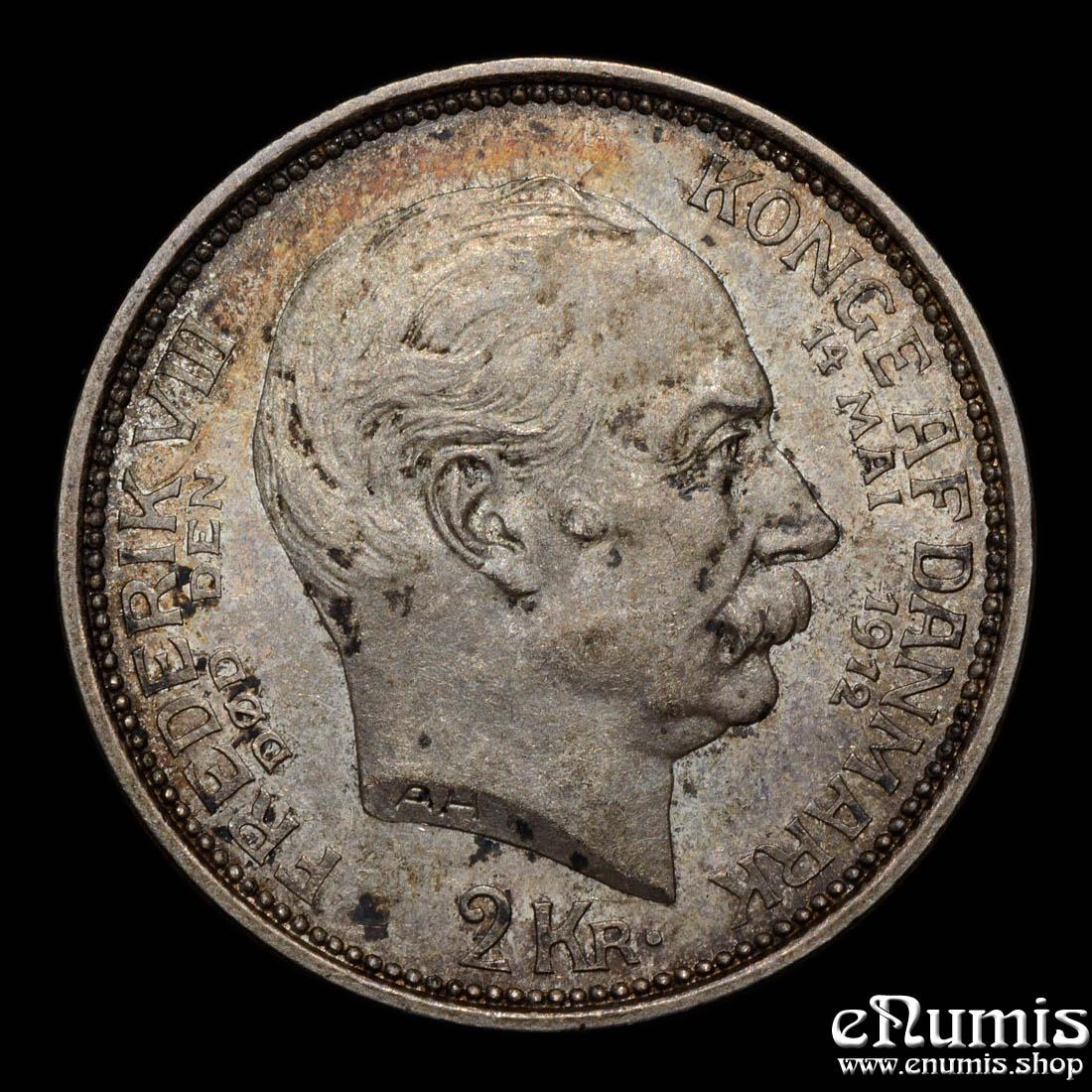 DENMARK, Christian X, 2 Kroner 1912, Death of Frederik VIII, aUNC/UNC DENMARK, Christian X, 2 Kroner 1912, Death of Frederik VIII, aUNC/UNC