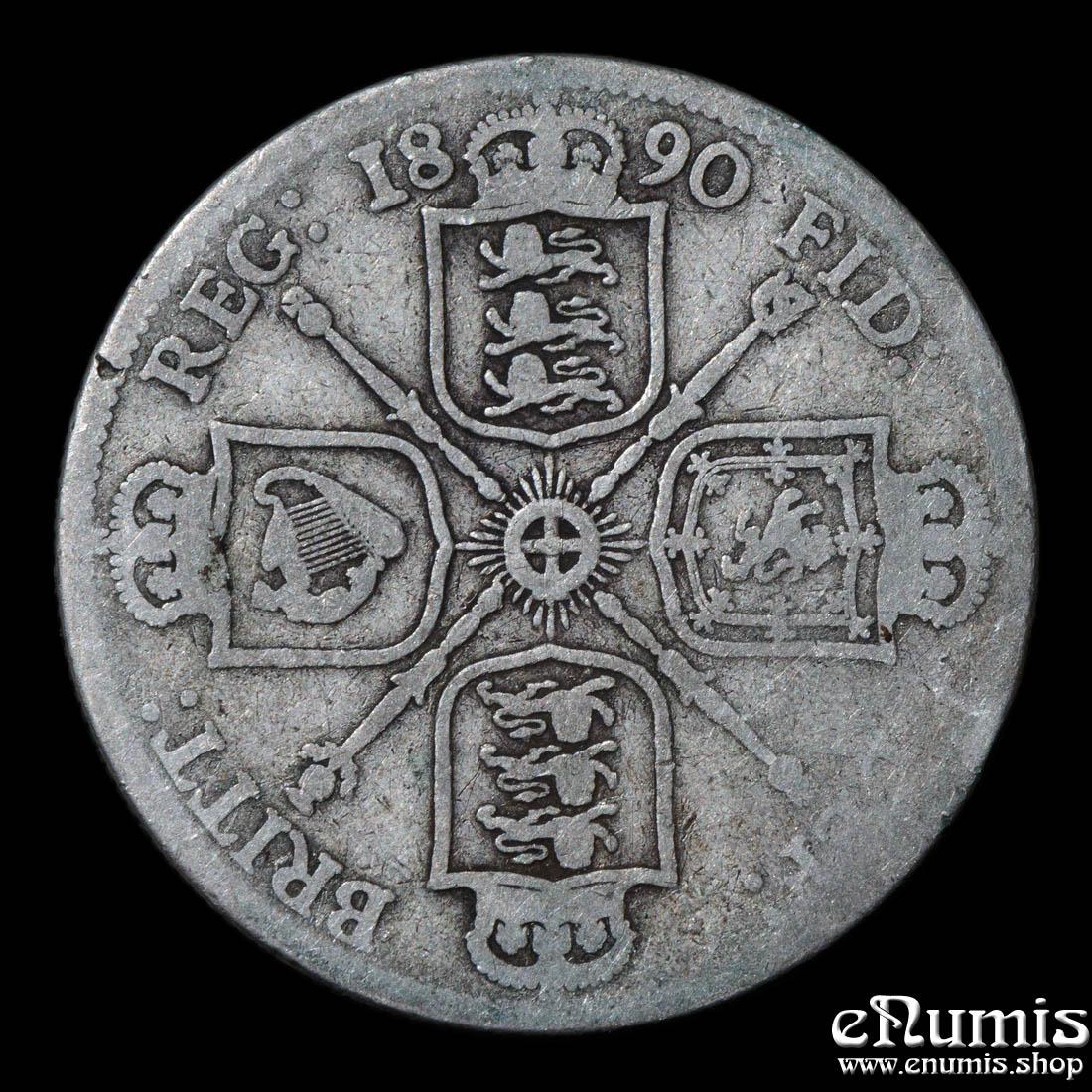Great Britain, Victoria, Florin 1890, Scarce, Fine
