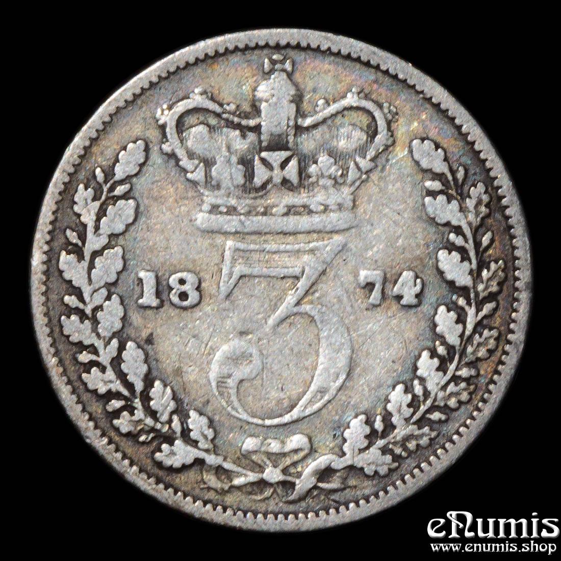 Great Britain, Victoria, 3 Pence 1874, Fine Great Britain, Victoria, 3 Pence 1874, Fine
