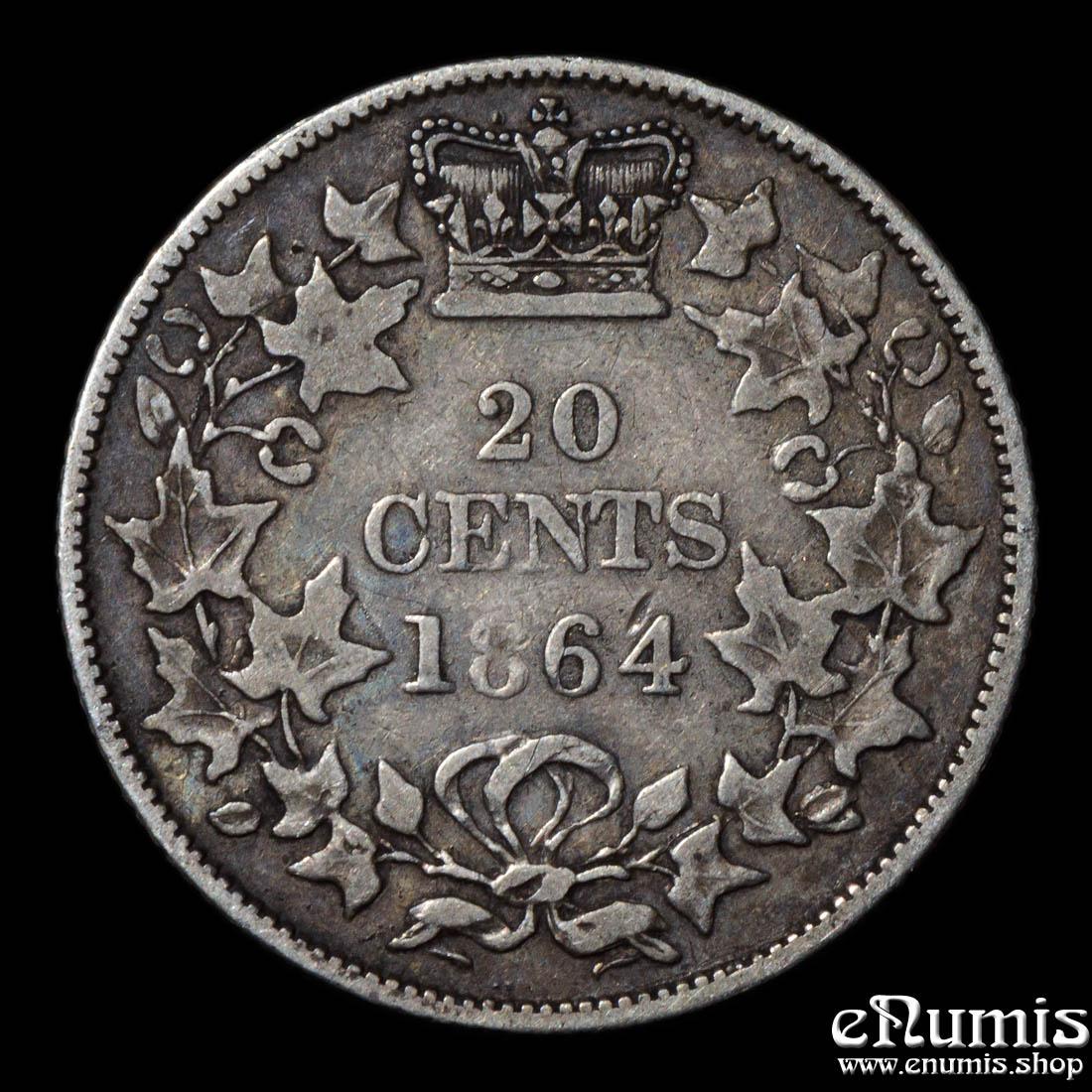 Canada, New Brunswick, Victoria, 20 Cents 1864, toned, VF+