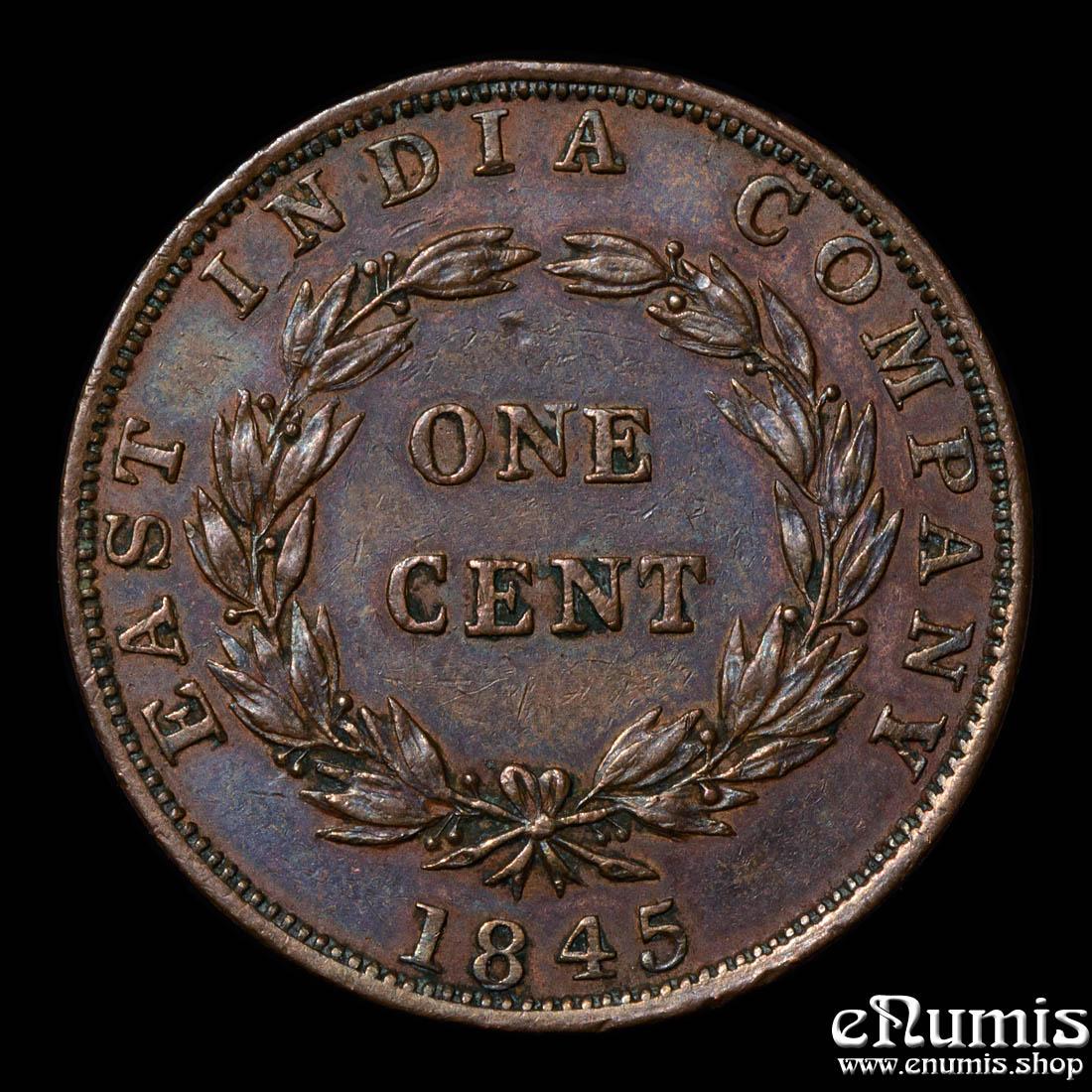 Straits Settlements, Victoria, 1 Cent 1845, XF+ Straits Settlements, Victoria, 1 Cent 1845, XF+