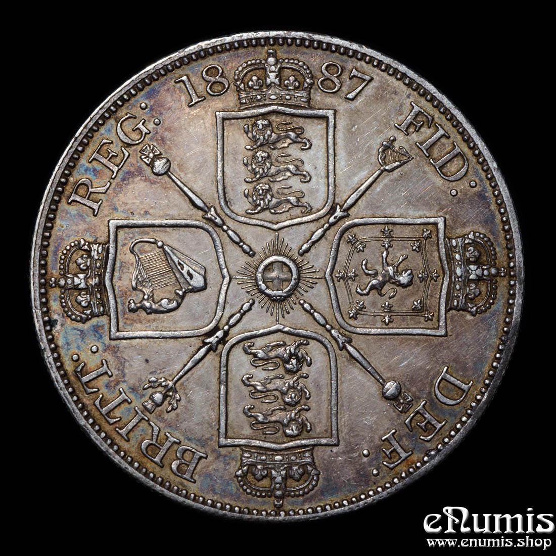 Great Britain, Victoria, Double Florin 1887, Arabic 1, aUNC