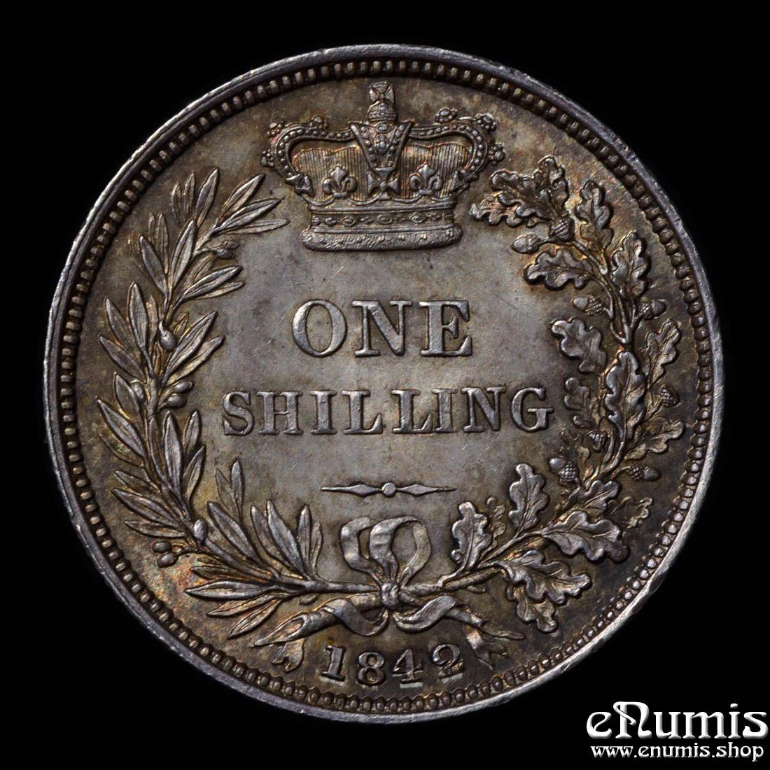 Great Britain, Victoria, Shilling 1842, toned, scarce, UNC