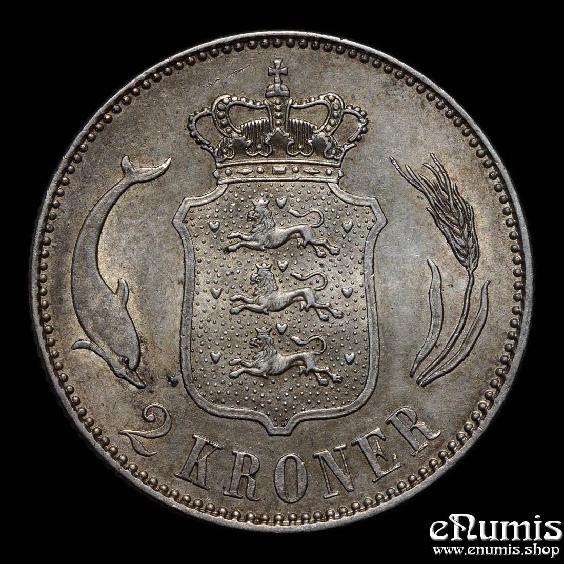 DENMARK, Christian X, 2 Kroner 1916 VBP AH, UNC