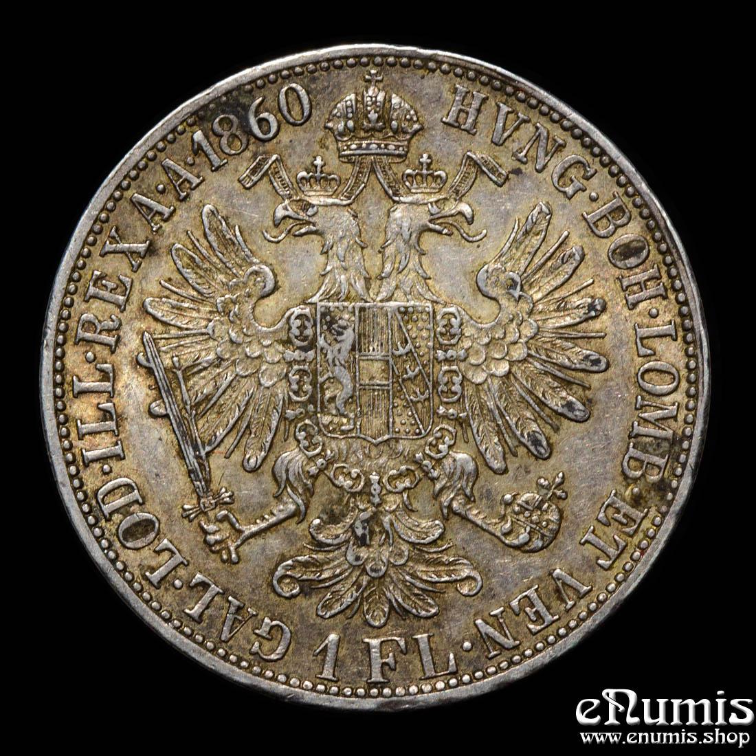 AUSTRIA, Franz Joseph I, 1 Florin Gulden 1860 A, toned, XF+