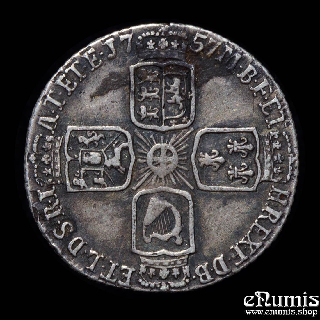 Great Britain, George II, Sixpence 1757, VF+