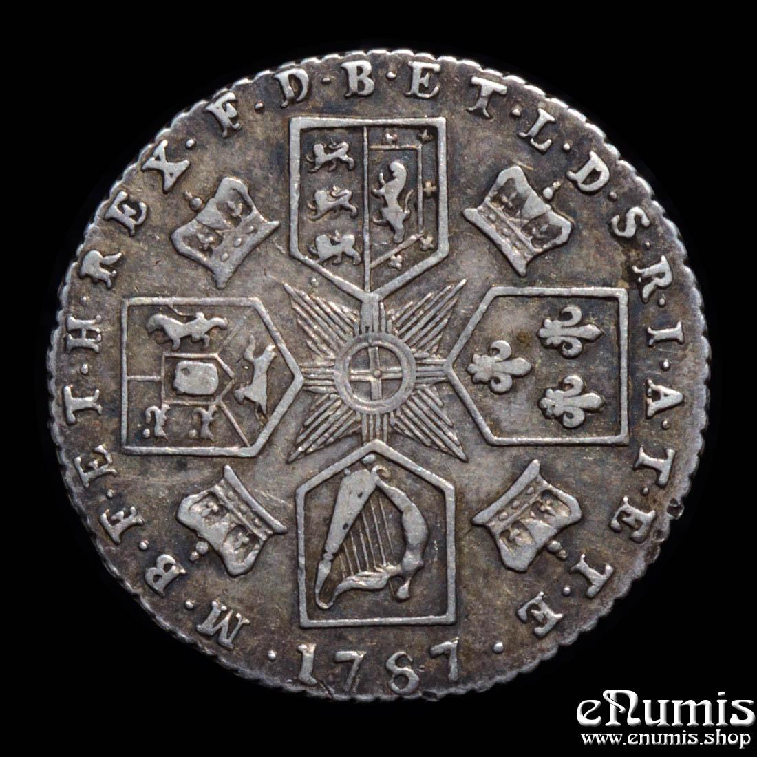 Great Britain, George III, Sixpence 1787, no hearts, VF-XF Great Britain, George III, Sixpence 1787, no hearts, VF-XF