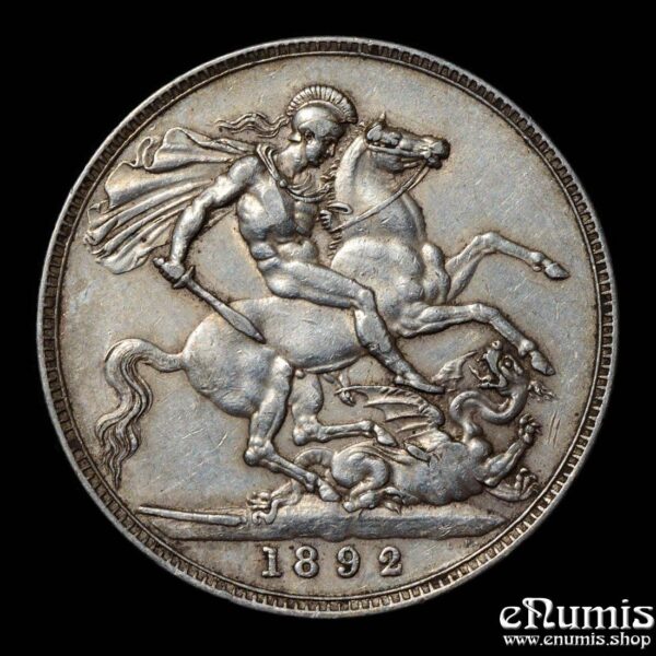 【希少】1892年　イギリス　ヴィクトリア　クラウン Great Britain, Victoria, Crown 1892, rarest year, XF+/XF‑UNC