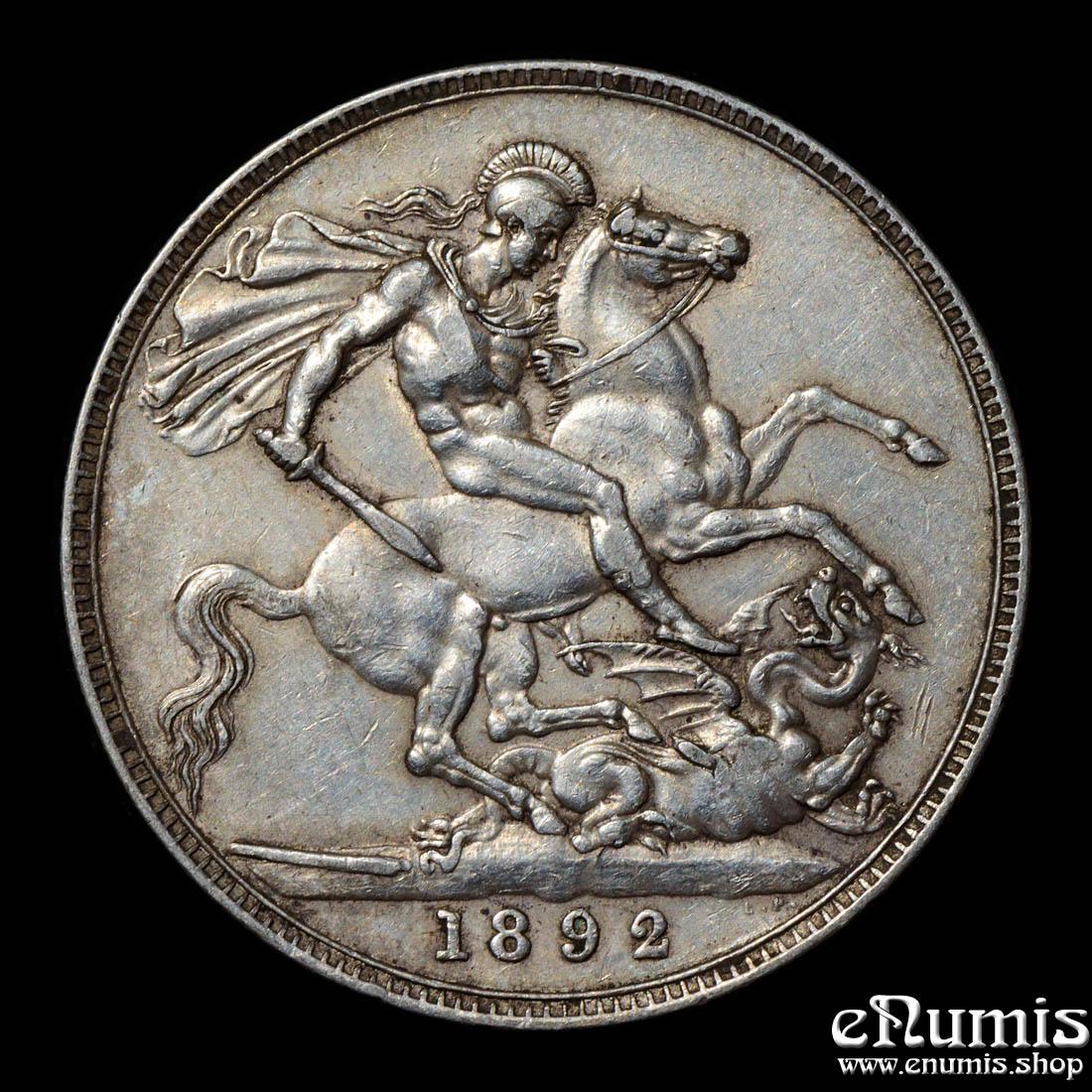 Great Britain, Victoria, Crown 1892, rarest year, XF+/XF-UNC
