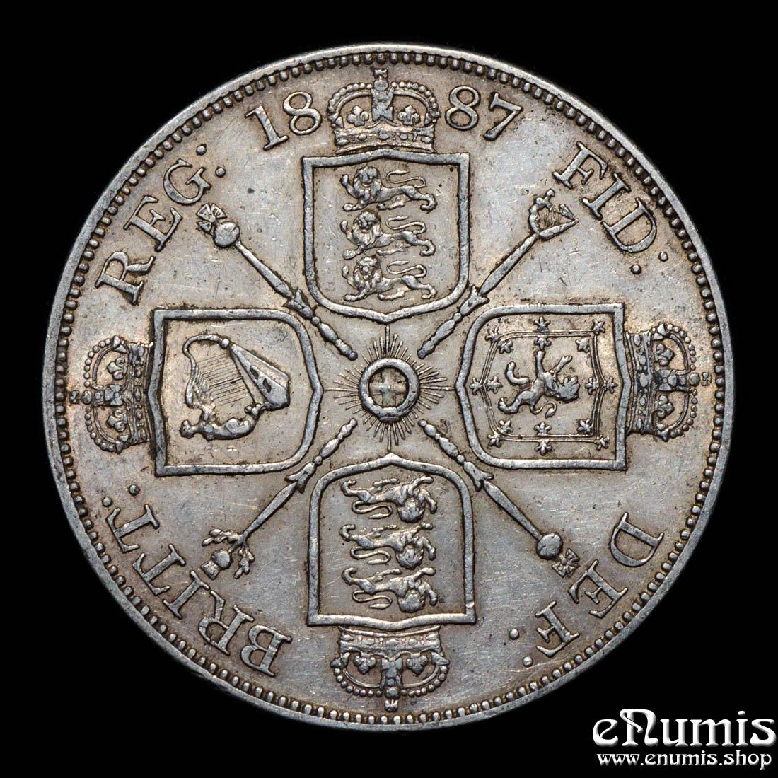 Great Britain, Victoria, Double Florin 1887, Arabic 1, XF+/XF-UNC