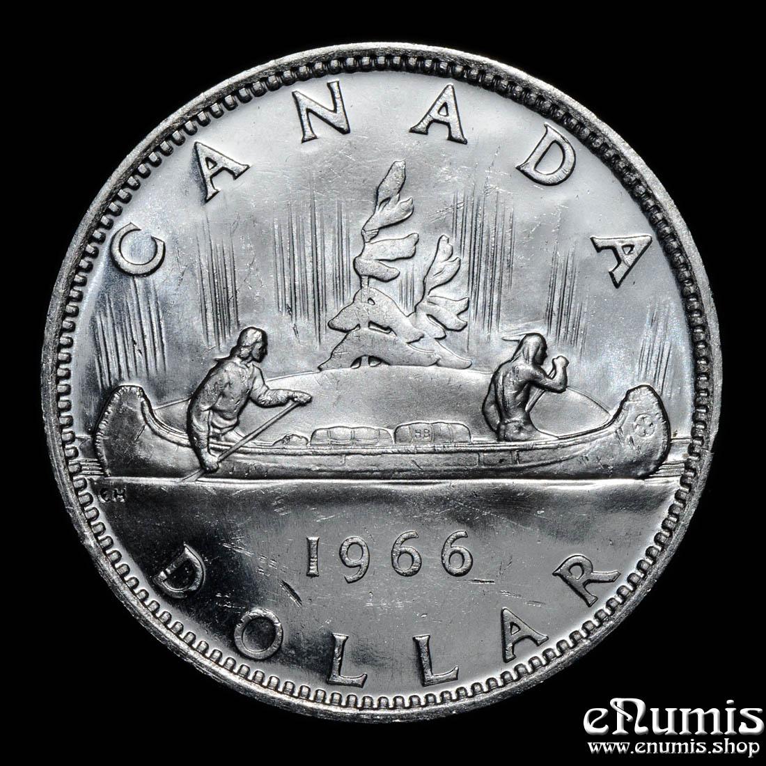 CANADA, Elizabeth II, Dollar 1966, silver, UNC